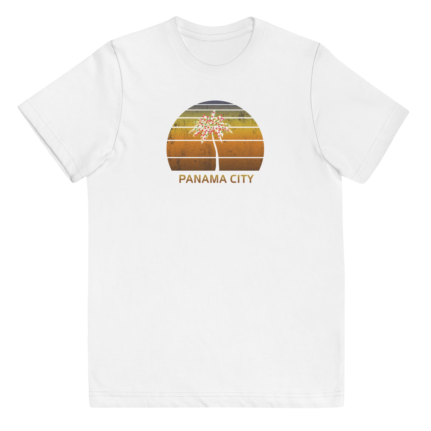 Retro Panama City Florida Youth Jersey T-Shirt Christmas Family Vacation Souvenir Sunset
