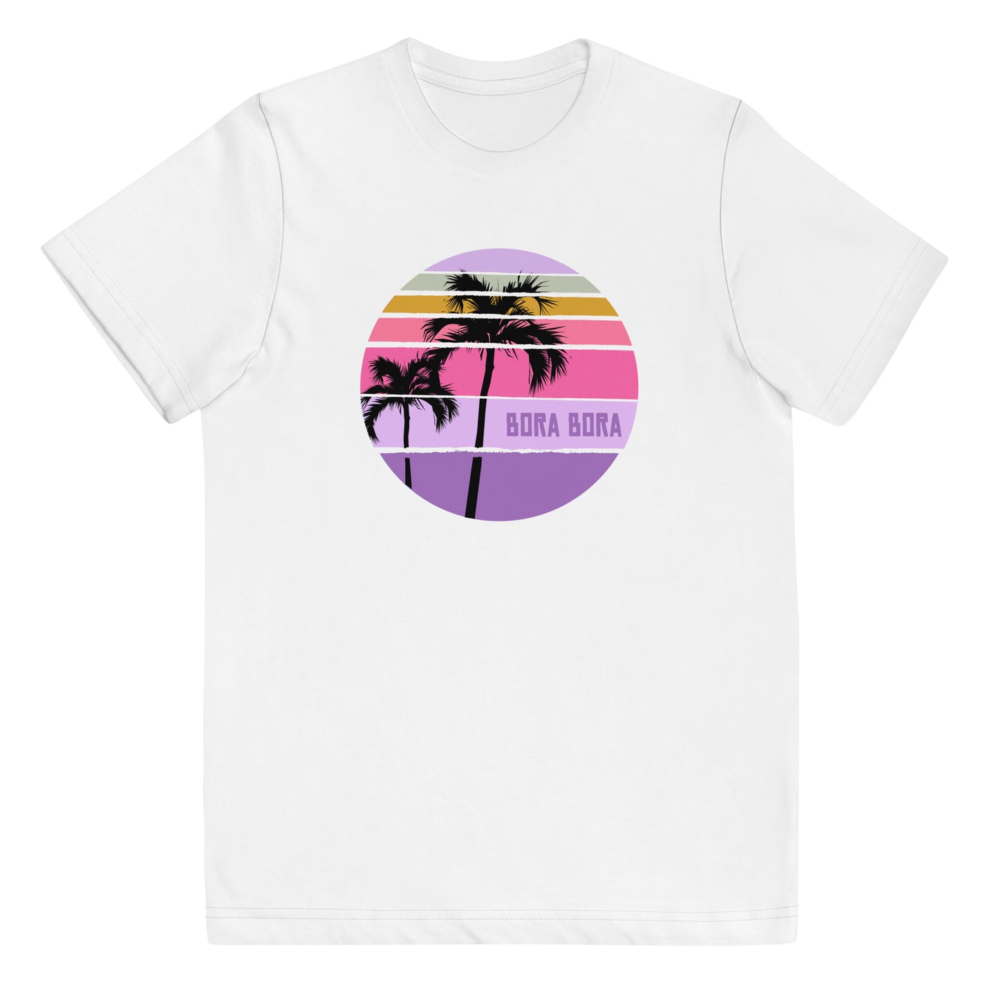Cool Bora Bora Palm Tree Artistic Vacation Souvenir Youth Jersey T-Shirt