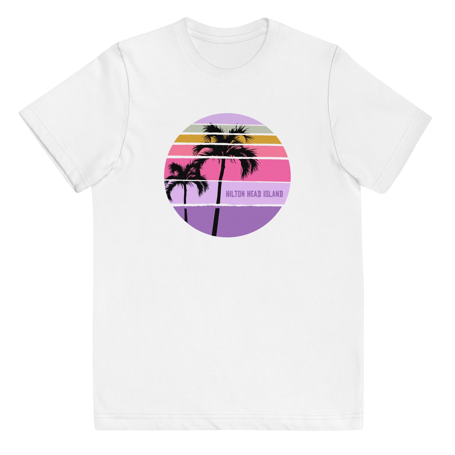 Cool Hilton Head Island Palm Tree Artistic Vacation Souvenir Youth Jersey T-Shirt