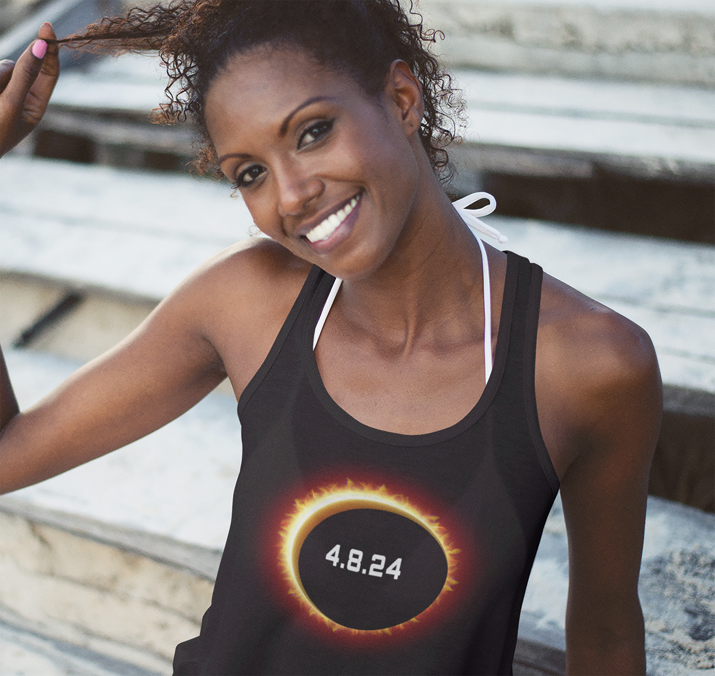 2024 Solar Eclipse Souvenir Memento April 8 Women's Racerback Tank Top