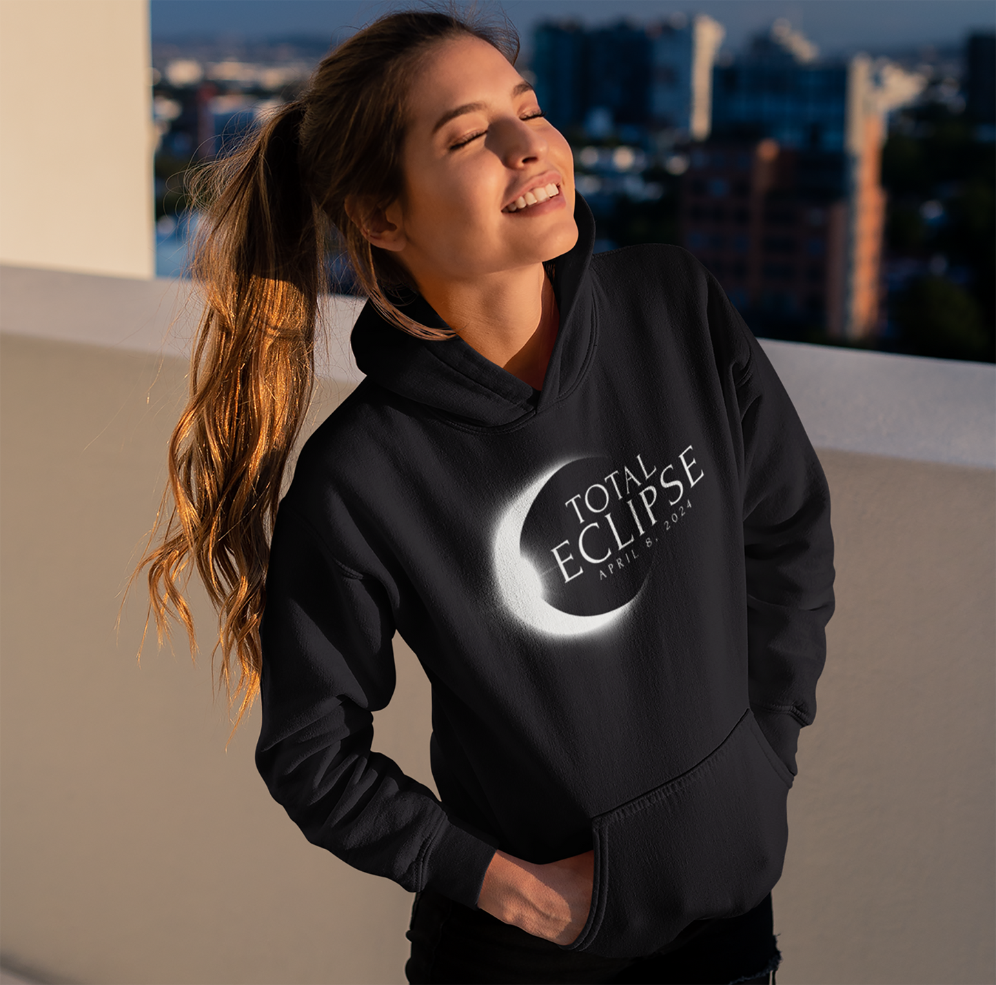 Total Eclipse April 8 2024 Memento Souvenir Unisex Hoodie Top Sweatshirt