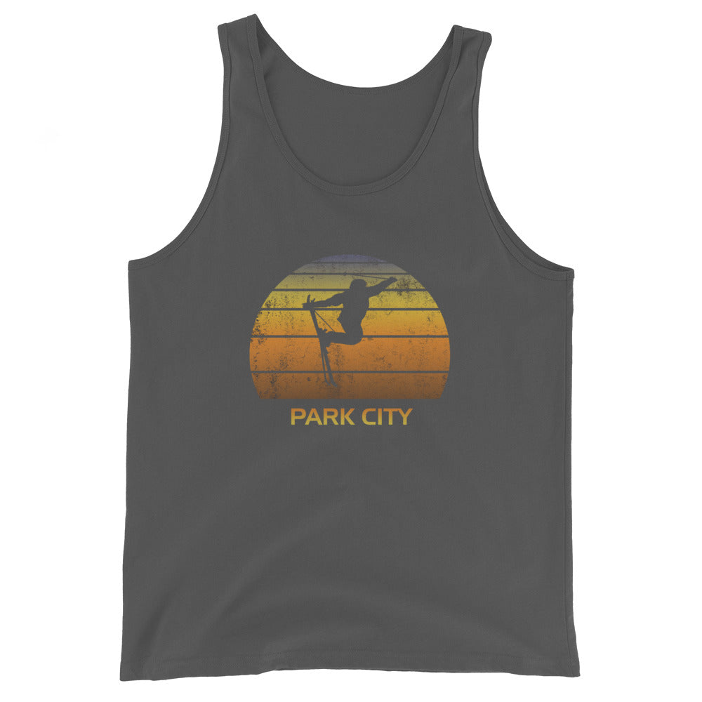 Retro Park City Utah Ski Fan Skier Sunset Unisex Tank Top