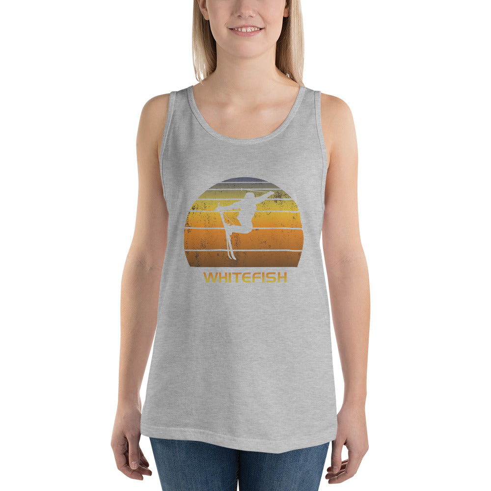 Cool Retro Whitefish Montana Skiing Ski Fan Unisex Tank Top