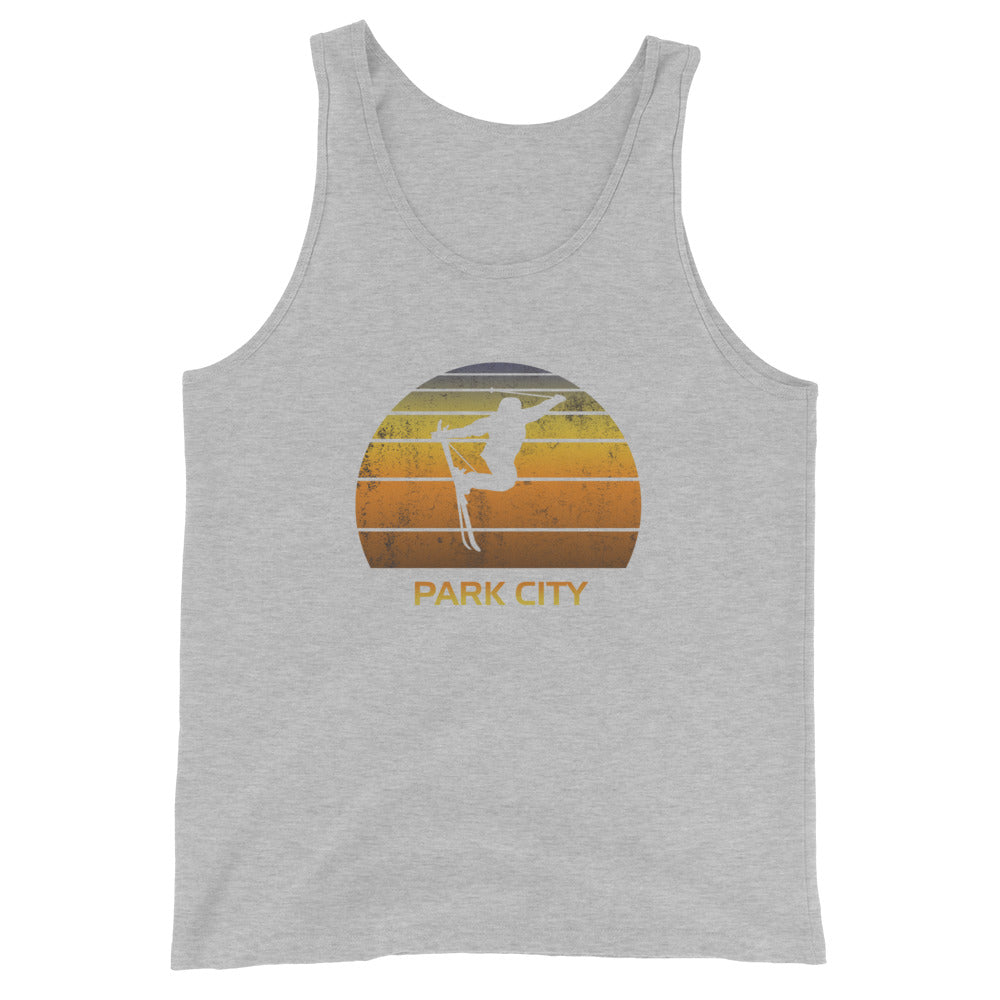 Retro Park City Utah Ski Fan Skier Sunset Unisex Tank Top