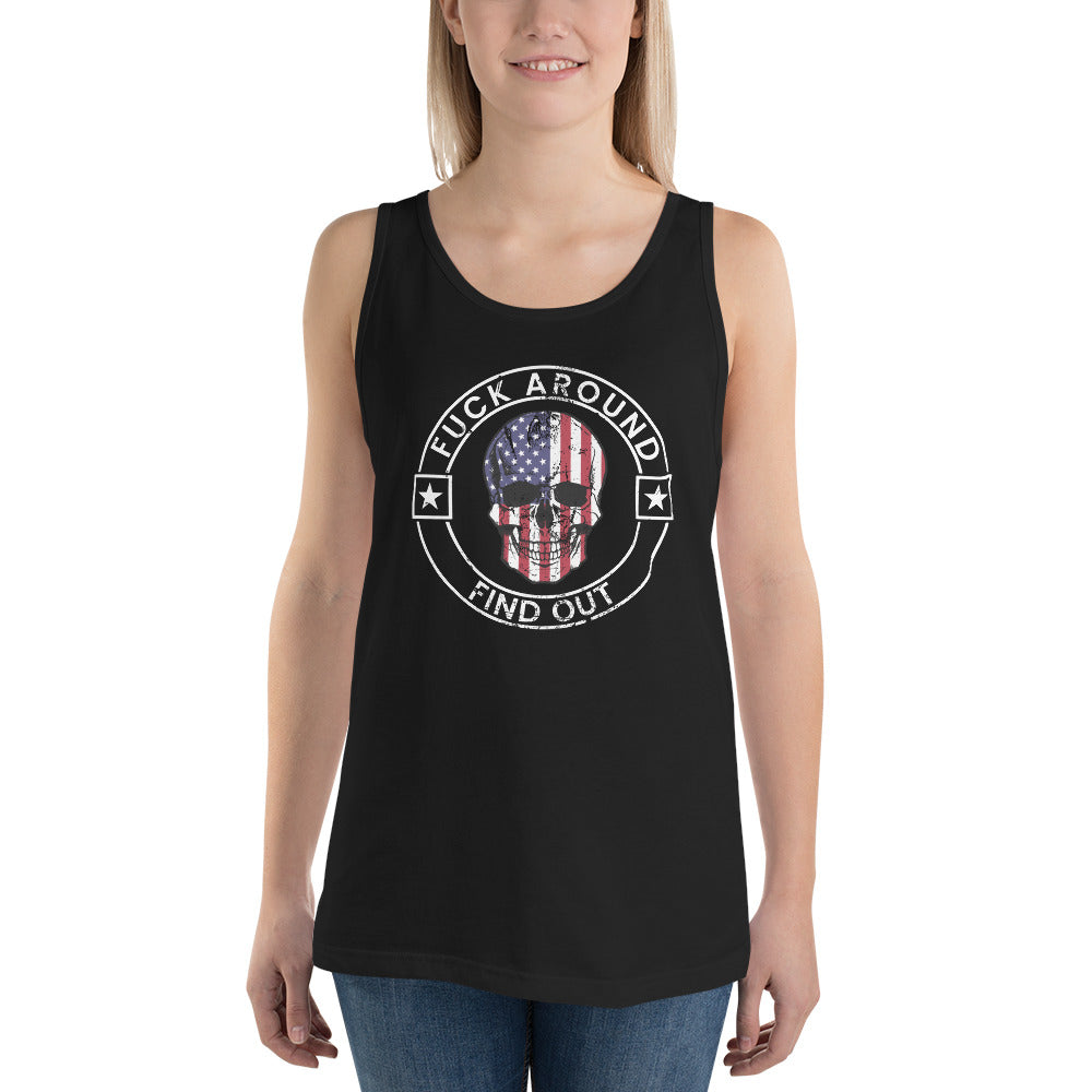 Funny Fuck Around & Find Out FAFO Vulgar Quote 4th Of July USA Flag Unisex Tank Top
