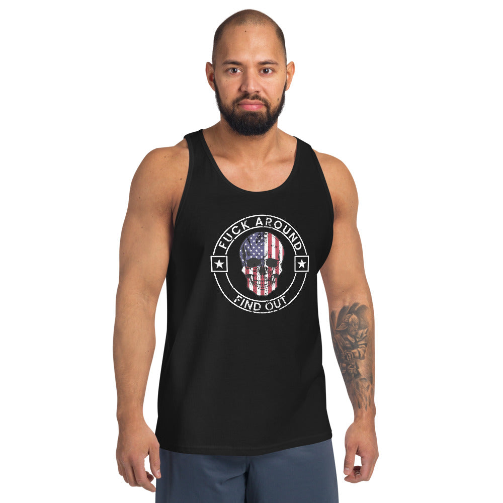 Funny Fuck Around & Find Out FAFO Vulgar Quote 4th Of July USA Flag Unisex Tank Top