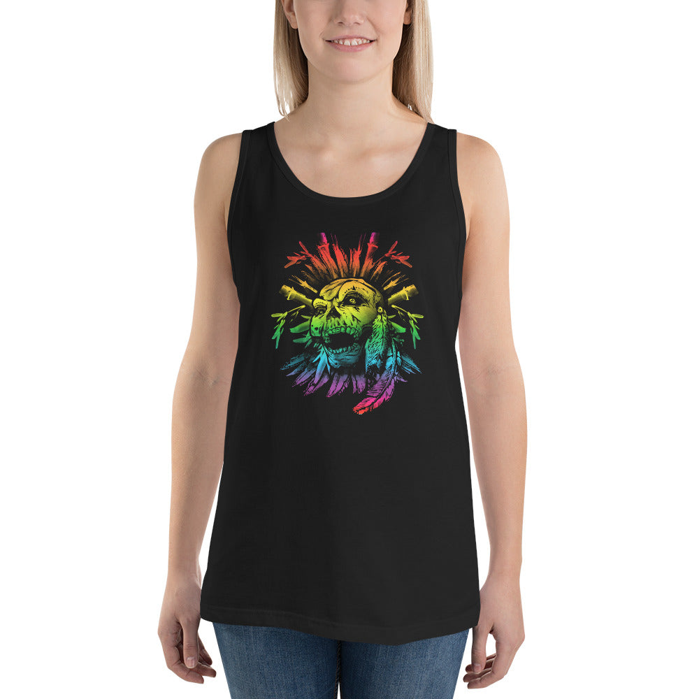 Cool Gay Pride Flag LGBTQ Skull Artistic Unisex Tank Top