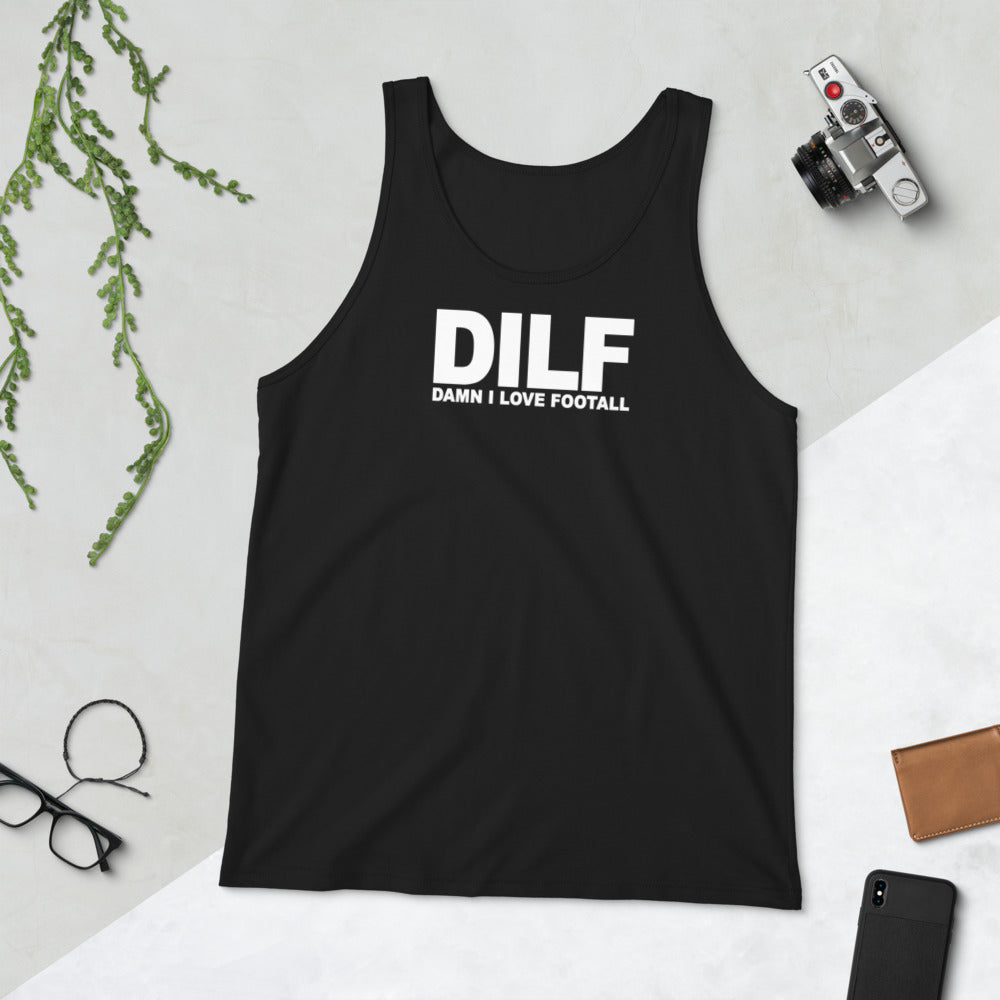 Funny DILF Football Fan Joke Quote Wordplay Unisex Tank Top