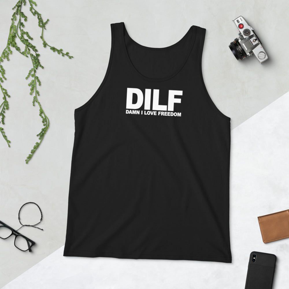 Funny DILF USA Freedom Joke Unisex Tank Top