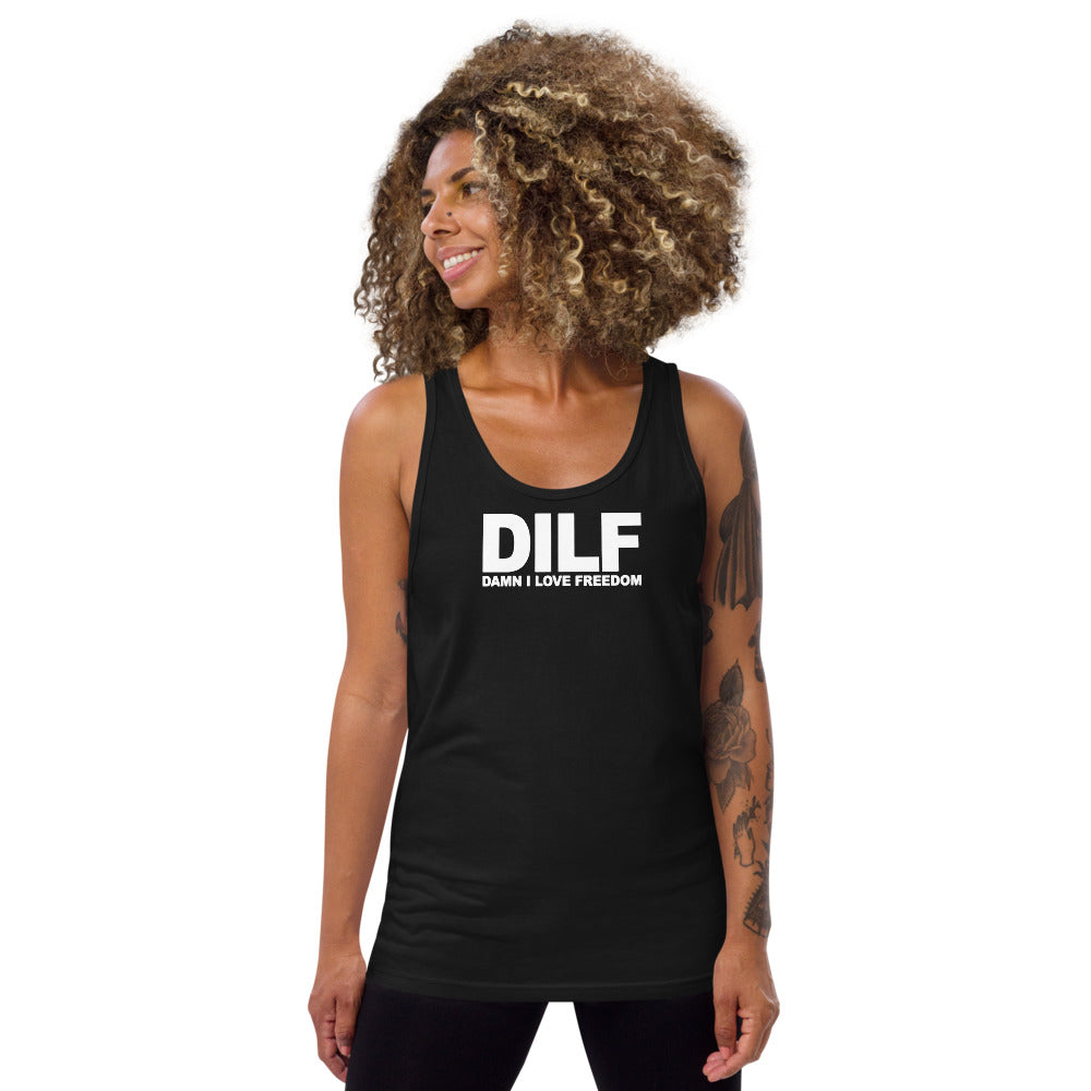 Funny DILF USA Freedom Joke Unisex Tank Top