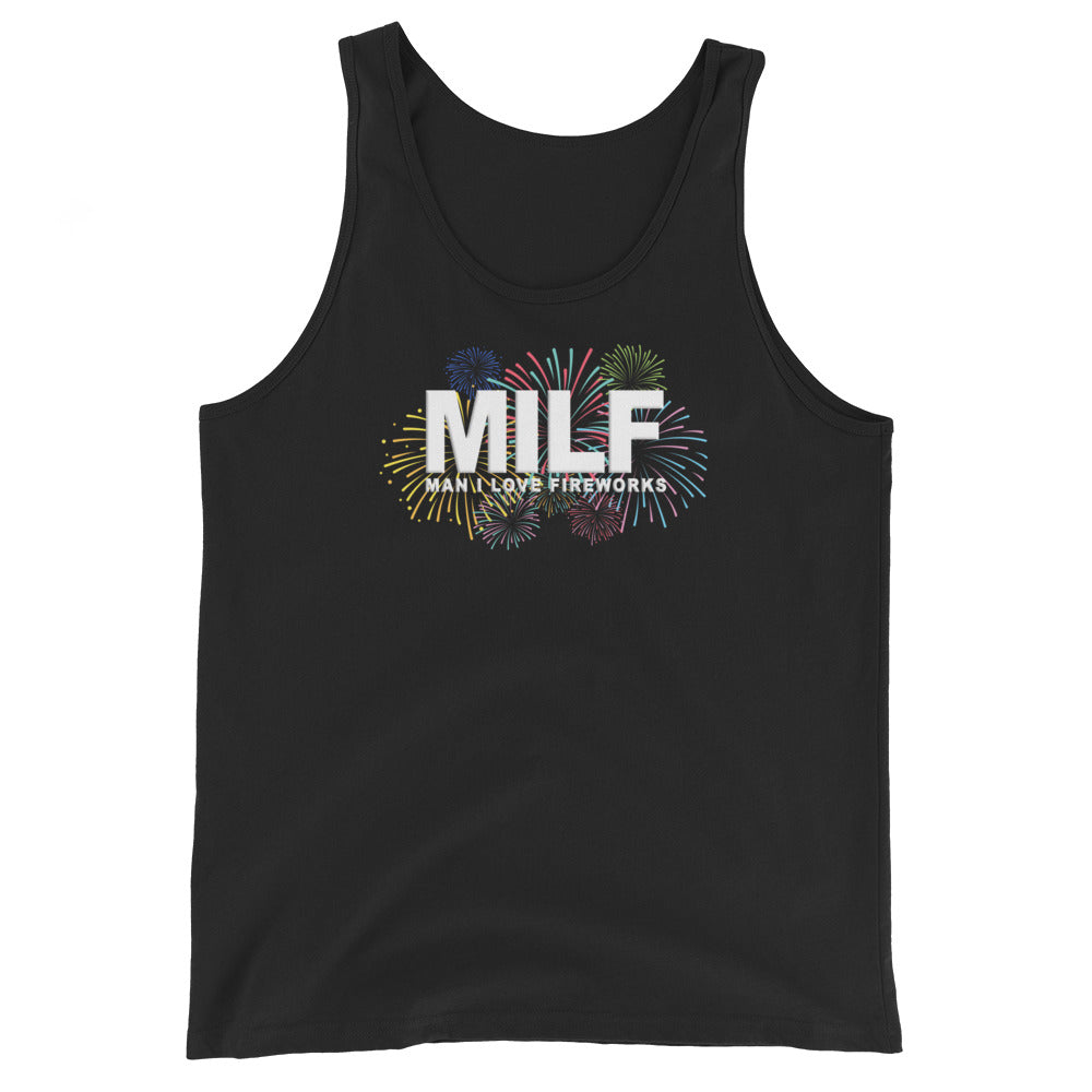 Funny MILF 4th Of July Fireworks Fan Joke Quote Unisex Tank Top