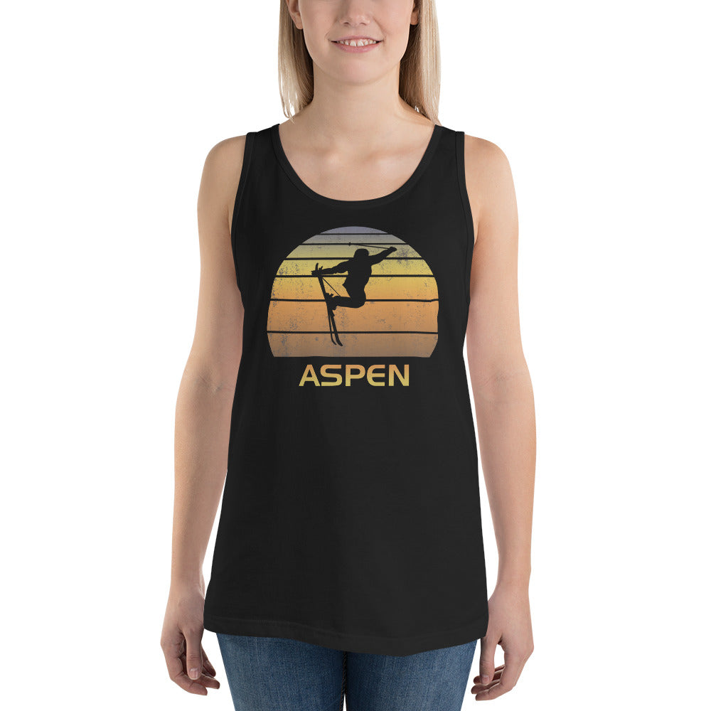Cool Retro Aspen Colorado Skiing Ski Fan Unisex Tank Top