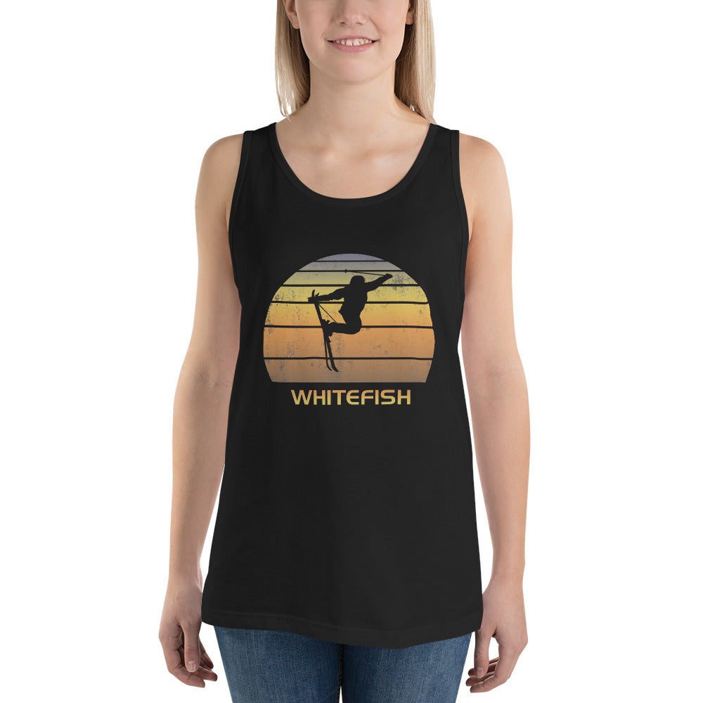 Cool Retro Whitefish Montana Skiing Ski Fan Unisex Tank Top