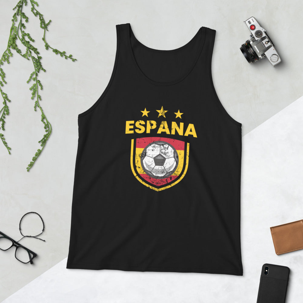 Retro Spain Soccer Team Football Fan Country Espana Spanish Flag Unisex Tank Top