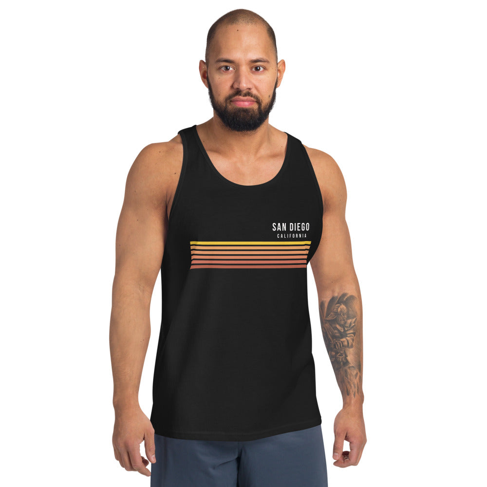 Retro San Diego California Vacation Stripes Unisex Tank Top