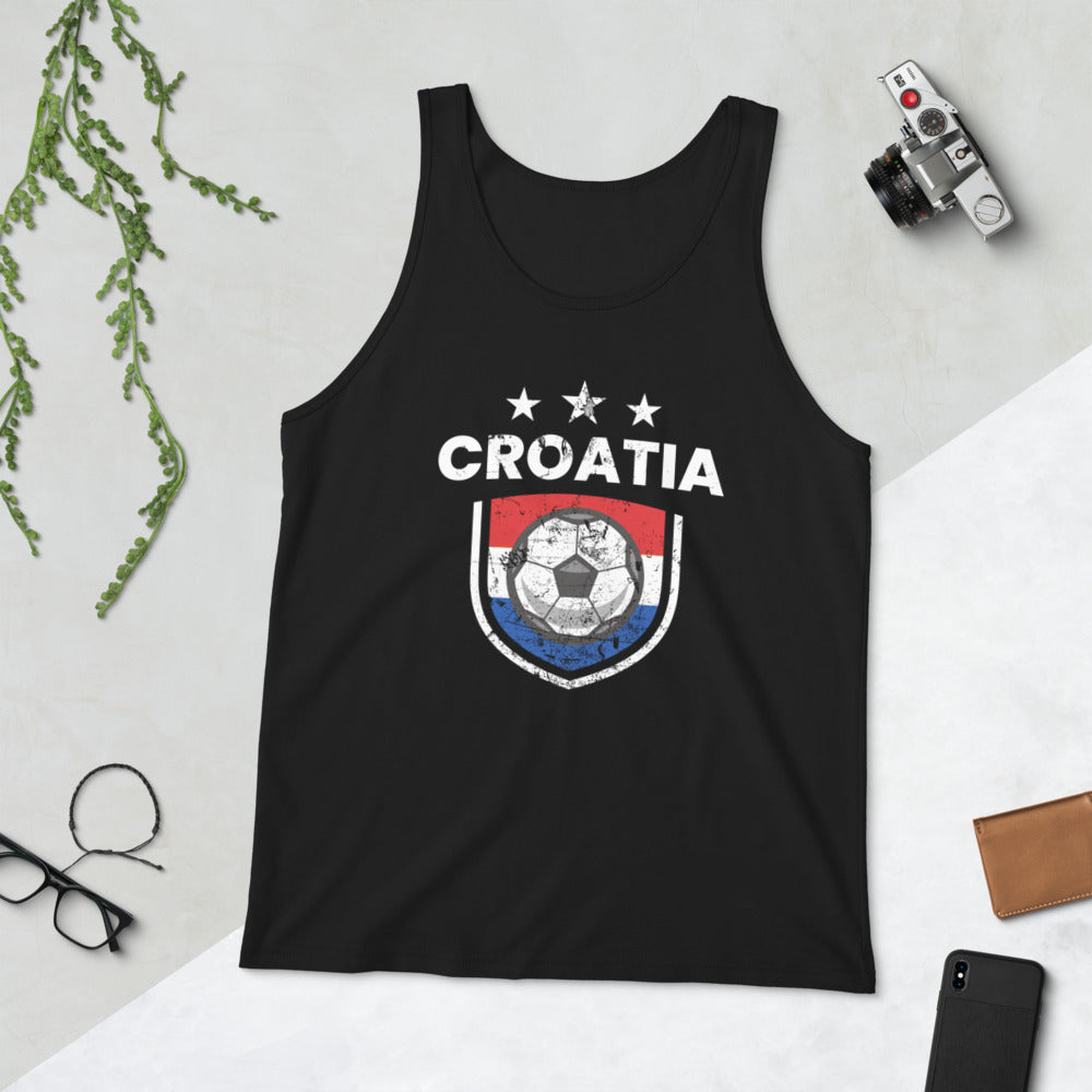 Retro Croatia Soccer Team Football Fan Country Croatian Flag Unisex Tank Top