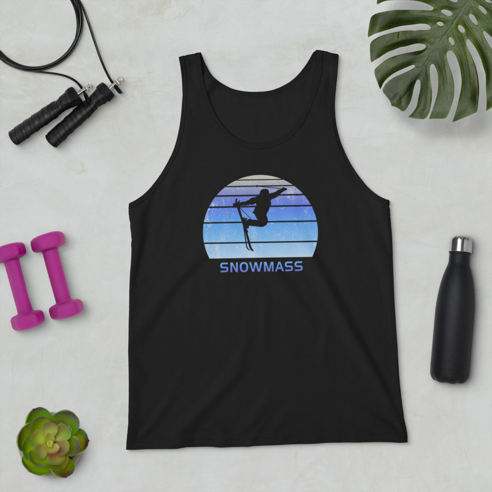 Retro Snowmass Colorado Skiing Fan Unisex Tank Top