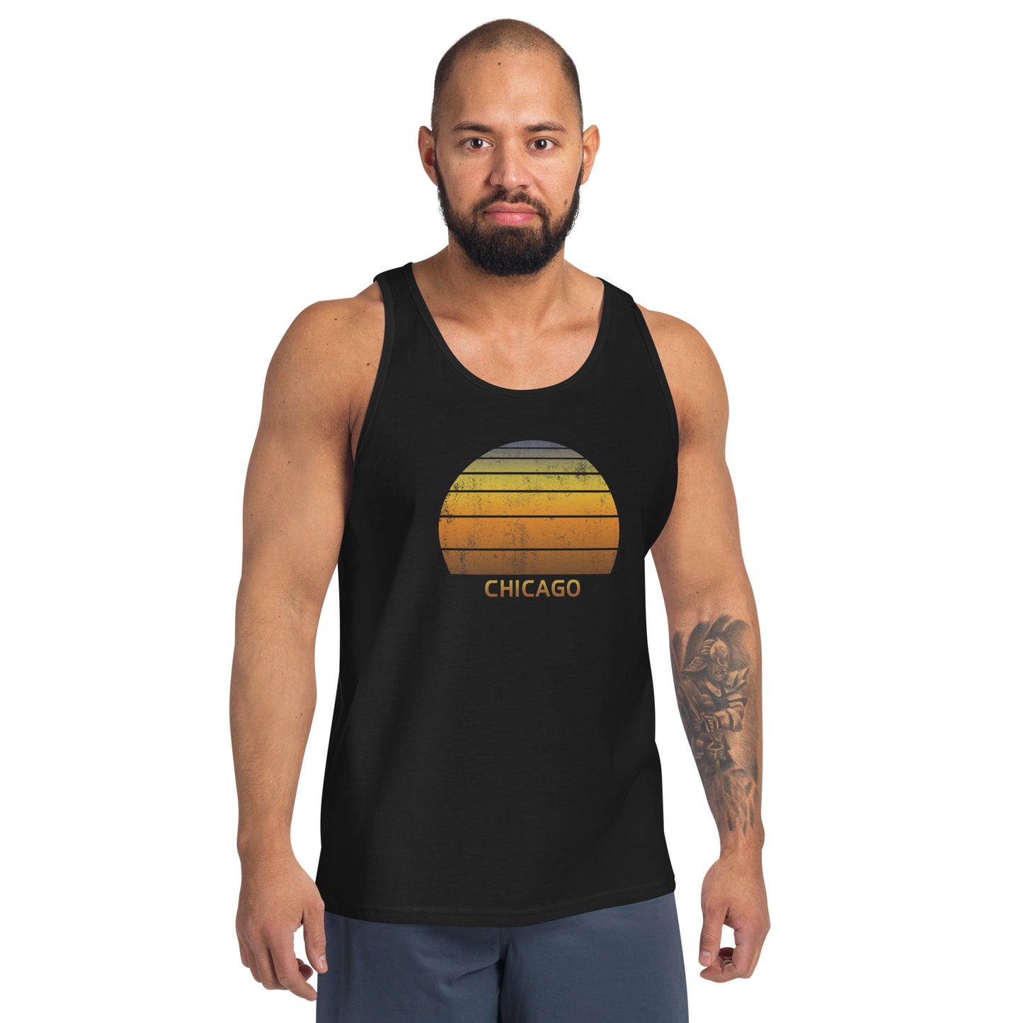 Retro Chicago Sunset Vacation Souvenir Vintage Sunrise Unisex Tank Top