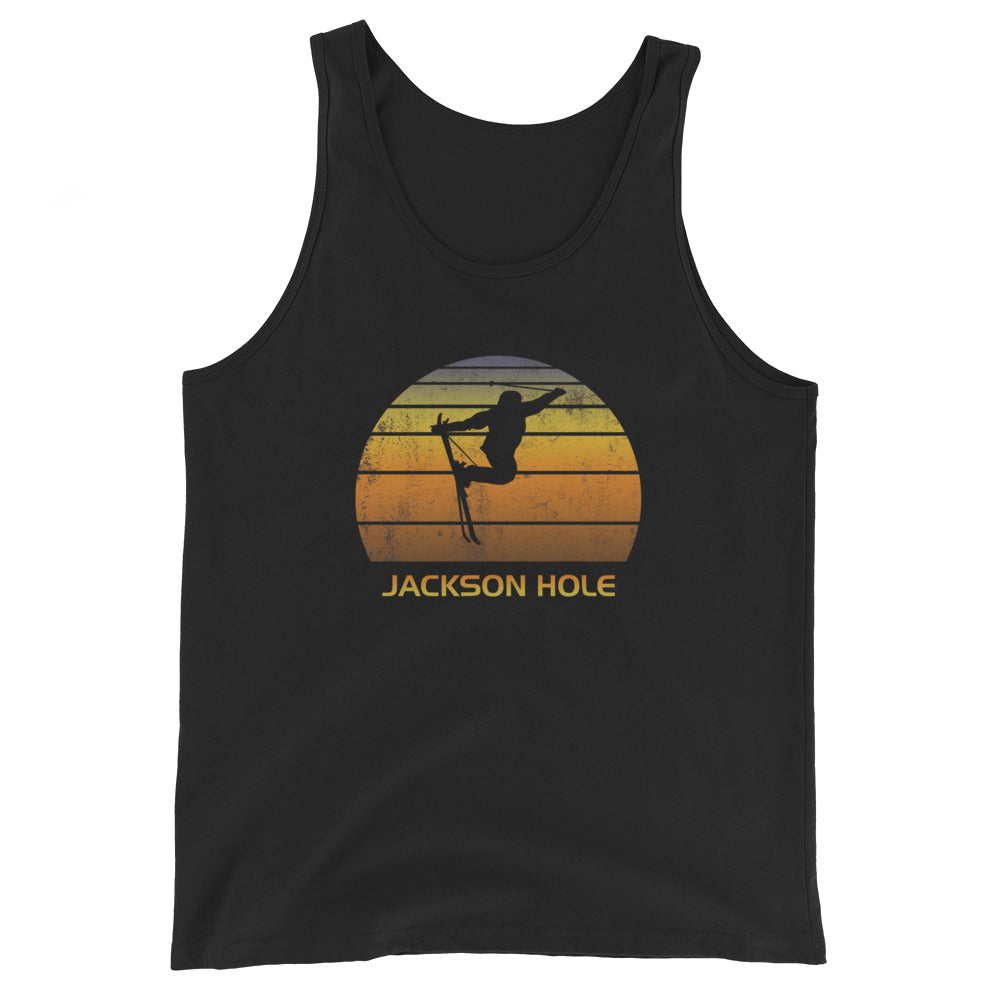 Retro Jackson Hole Ski Fan Skier Sunset Unisex Tank Top