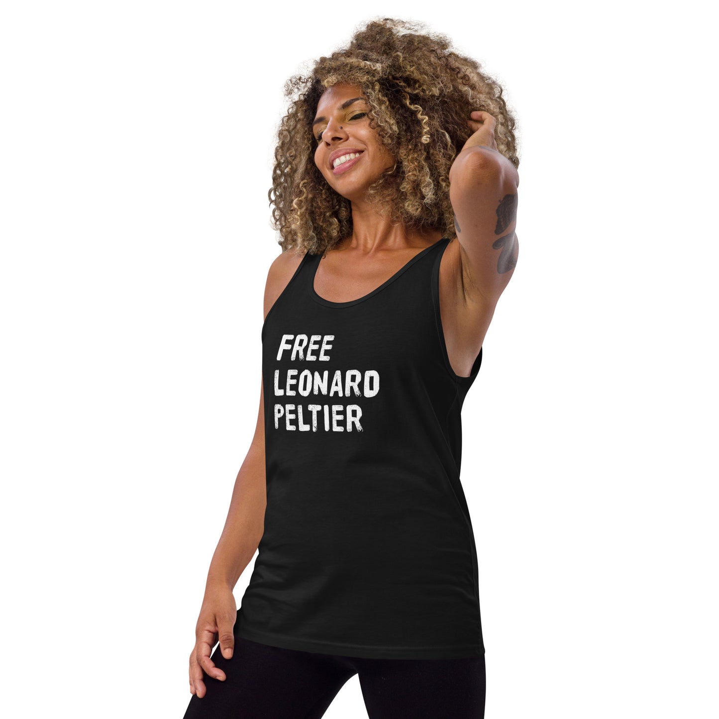 Free Leonard Peltier Native American Indian Justice Political Slogan Music Unisex Tank Top