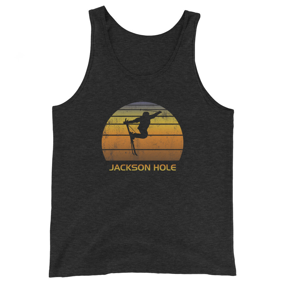 Retro Jackson Hole Ski Fan Skier Sunset Unisex Tank Top