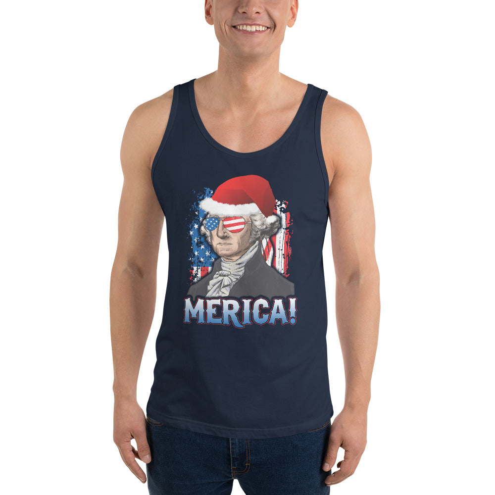 Funny President George Washington Merica Christmas Political USA Flag Unisex Tank Top