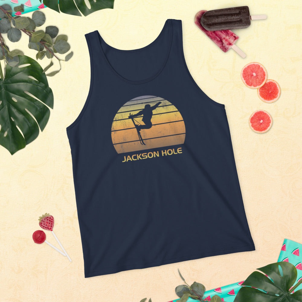 Cool Retro Jackson Hole Wyoming Skiing Ski Fan Unisex Tank Top