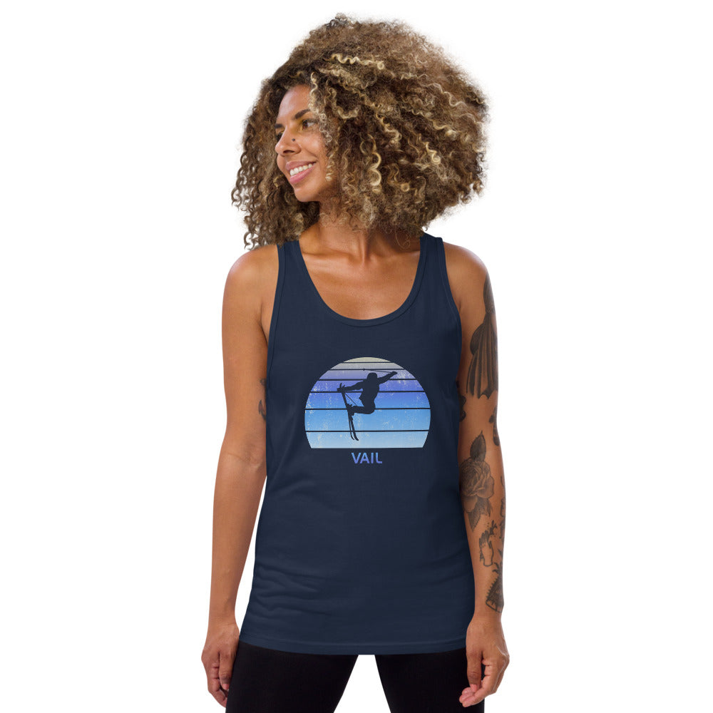 Retro Vail Colorado Skiing Fan Unisex Tank Top