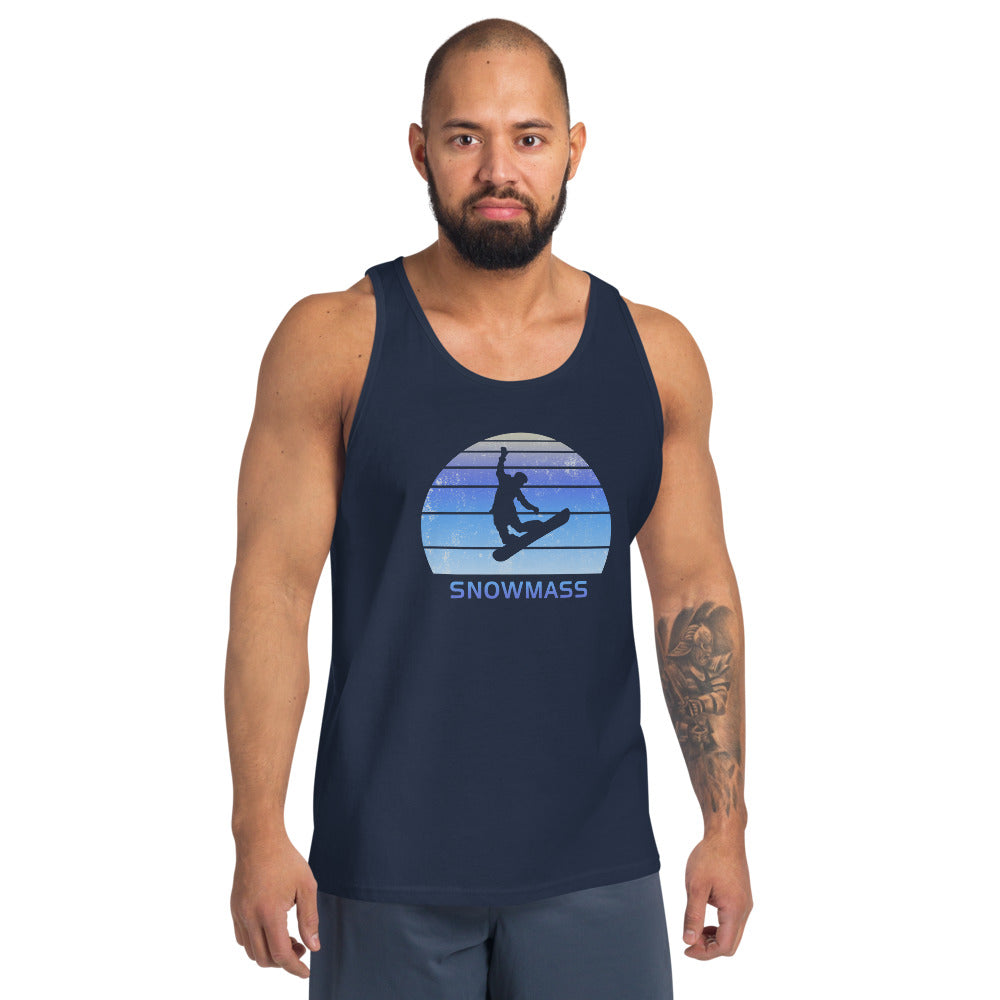Retro Snowmass Colorado Snowboarding Fan Unisex Tank Top