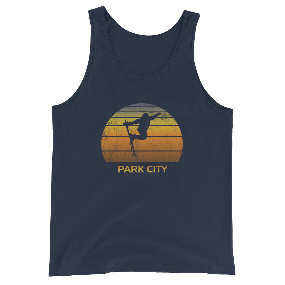 Retro Park City Utah Ski Fan Skier Sunset Unisex Tank Top