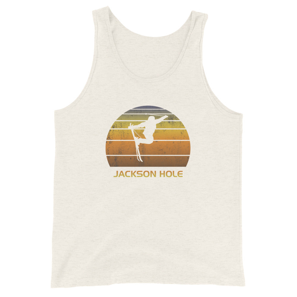 Retro Jackson Hole Ski Fan Skier Sunset Unisex Tank Top