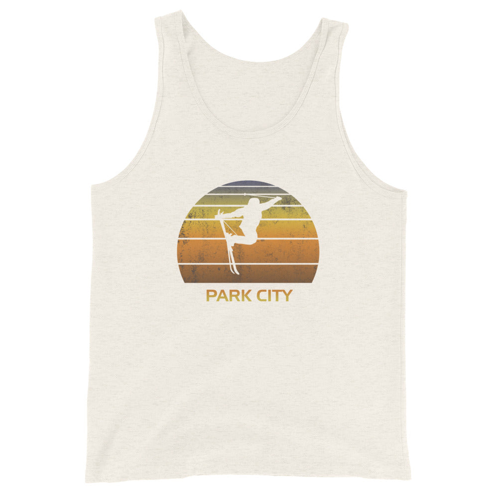 Retro Park City Utah Ski Fan Skier Sunset Unisex Tank Top