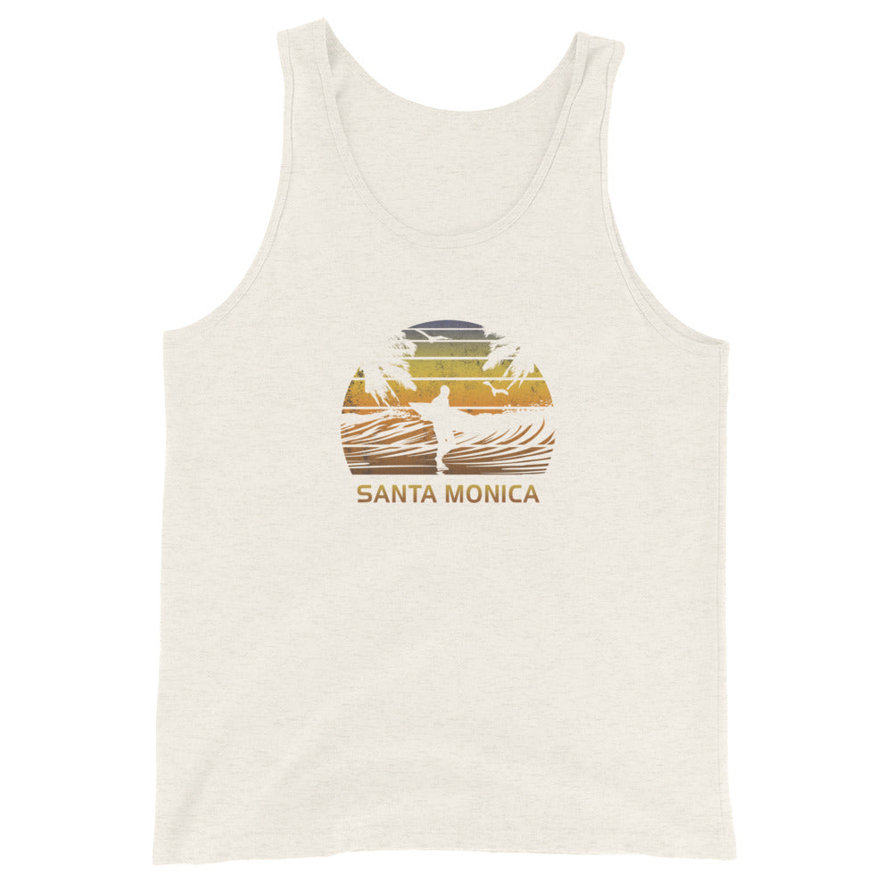 Retro Santa Monica California Surfing Fan Surfer Beach Sunset Souvenir Unisex Tank Top