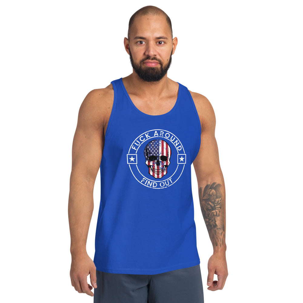 Funny Fuck Around & Find Out FAFO Vulgar Quote 4th Of July USA Flag Unisex Tank Top