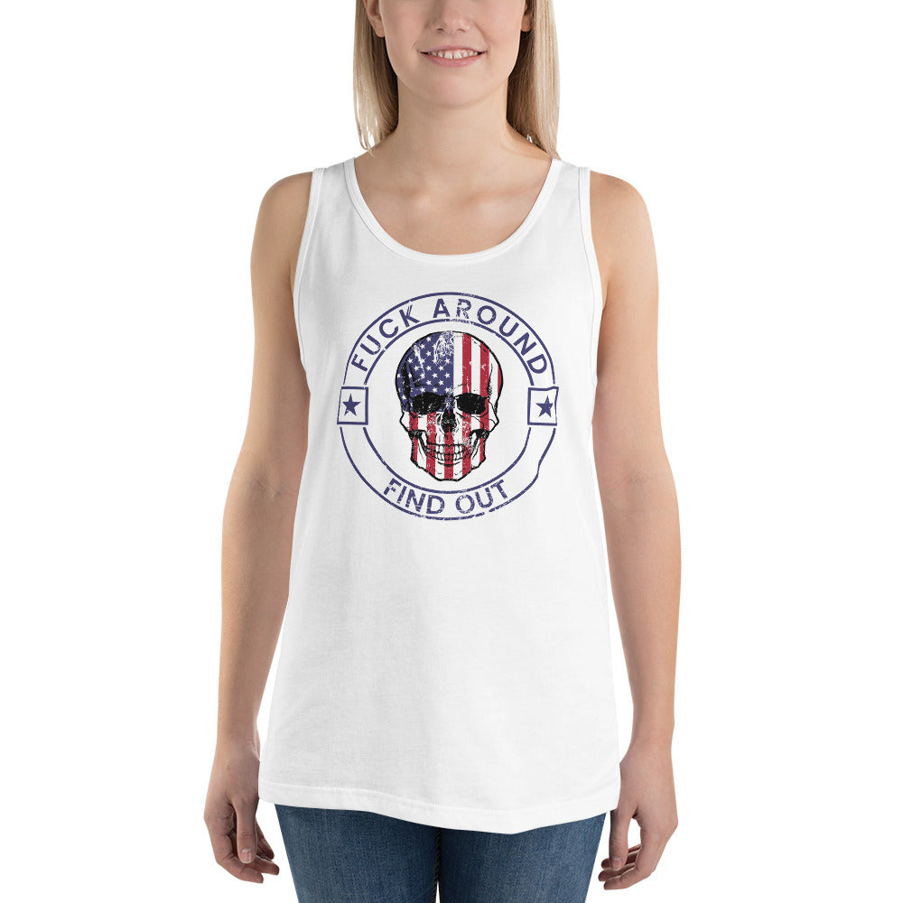 Funny Fuck Around & Find Out FAFO Vulgar Quote 4th Of July USA Flag Unisex Tank Top