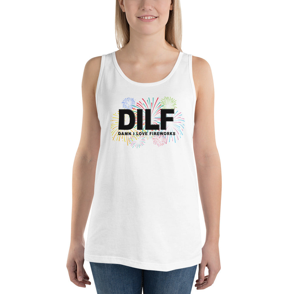 Funny DILF 4th Of July Fireworks Joke Fan Quote Unisex Tank Top