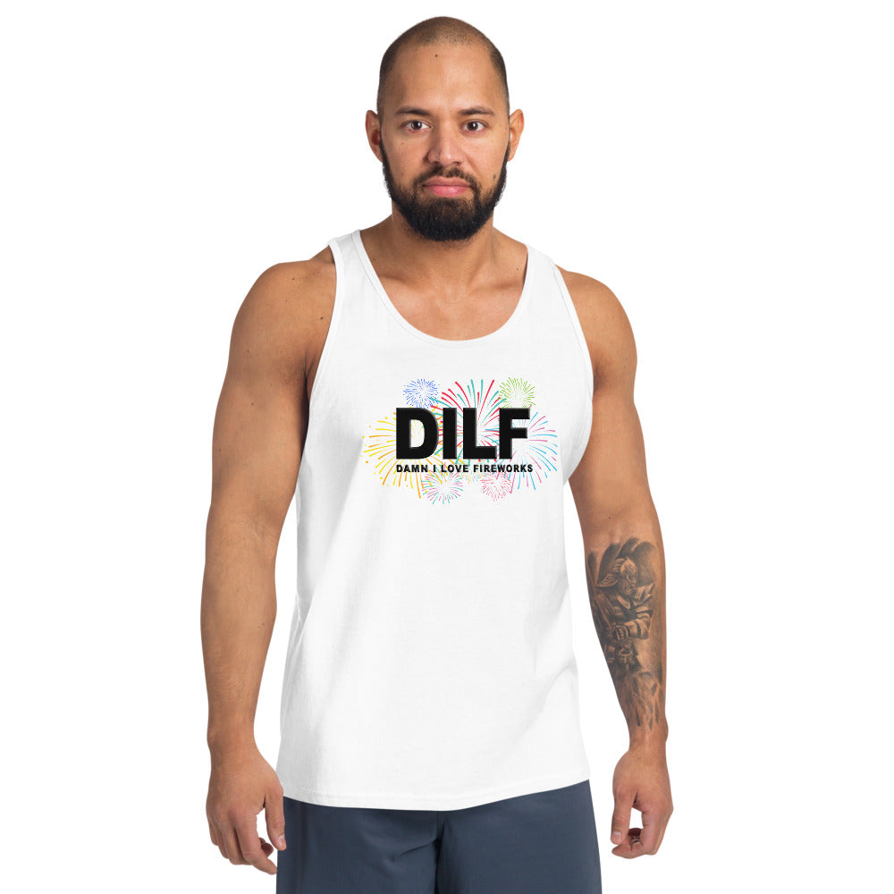 Funny DILF 4th Of July Fireworks Joke Fan Quote Unisex Tank Top