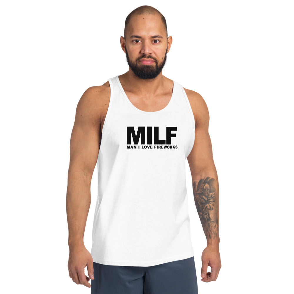 Funny MILF 4th Of July Fireworks Fan Quote Joke Unisex Tank Top