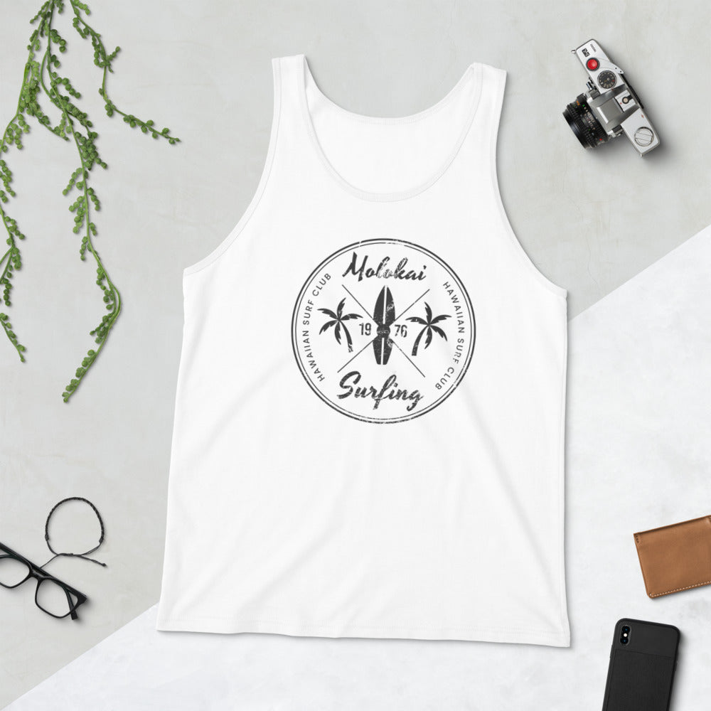 Retro Molokai Hawaii Surfing Fan Beach Unisex Tank Top