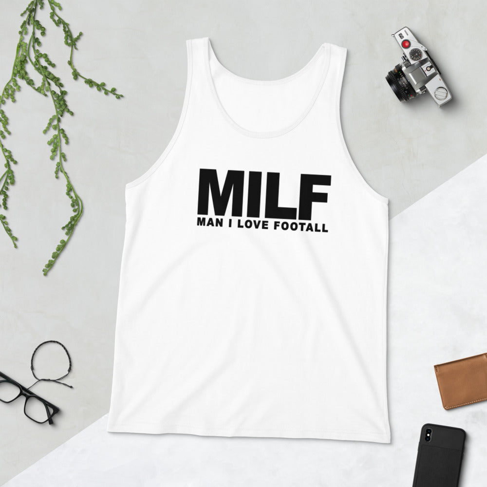 Funny MILF Football Fan Joke Quote Wordplay Unisex Tank Top