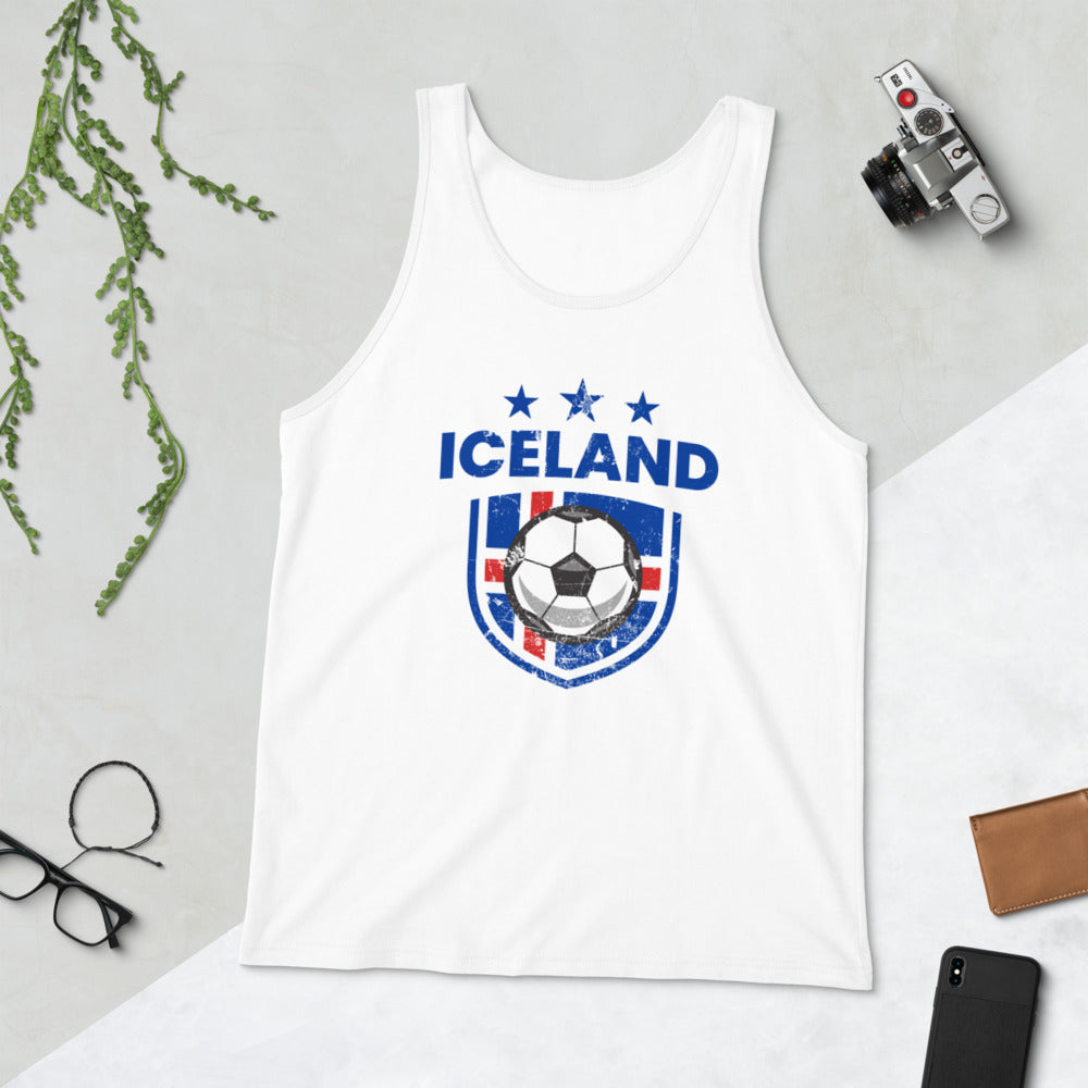 Retro Iceland Soccer Team Football Fan Country Icelandic Flag Unisex Tank Top