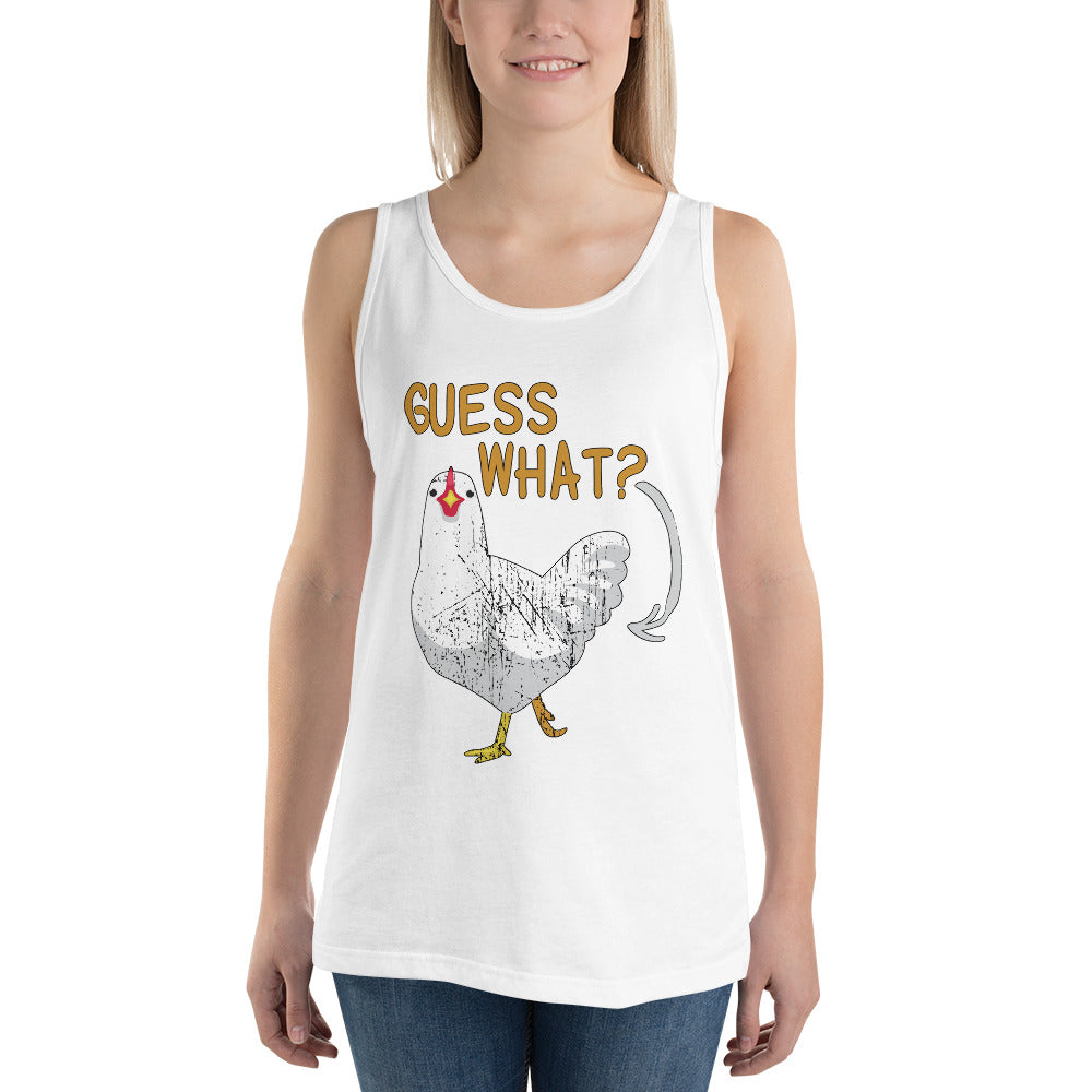 Funny Guess What Chicken Butt Joke Quote Unisex Tank Top