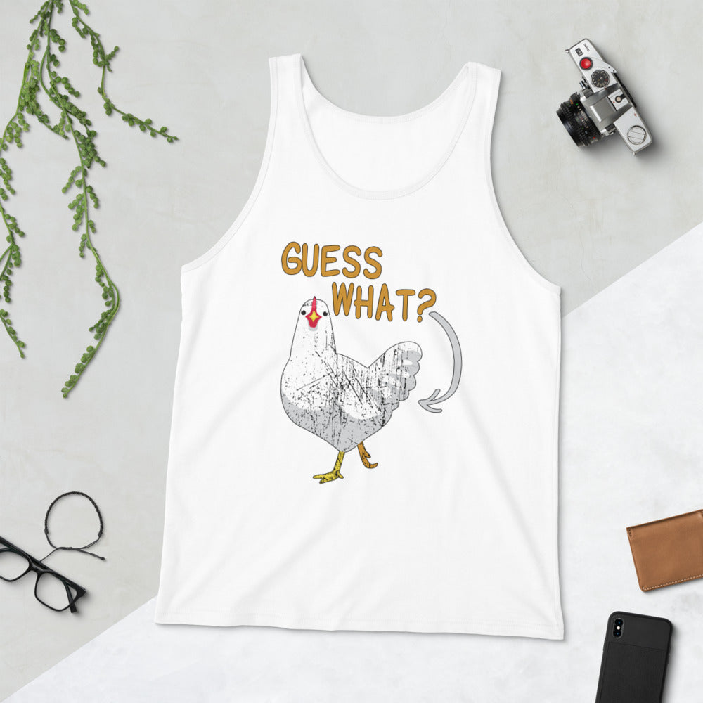 Funny Guess What Chicken Butt Joke Quote Unisex Tank Top