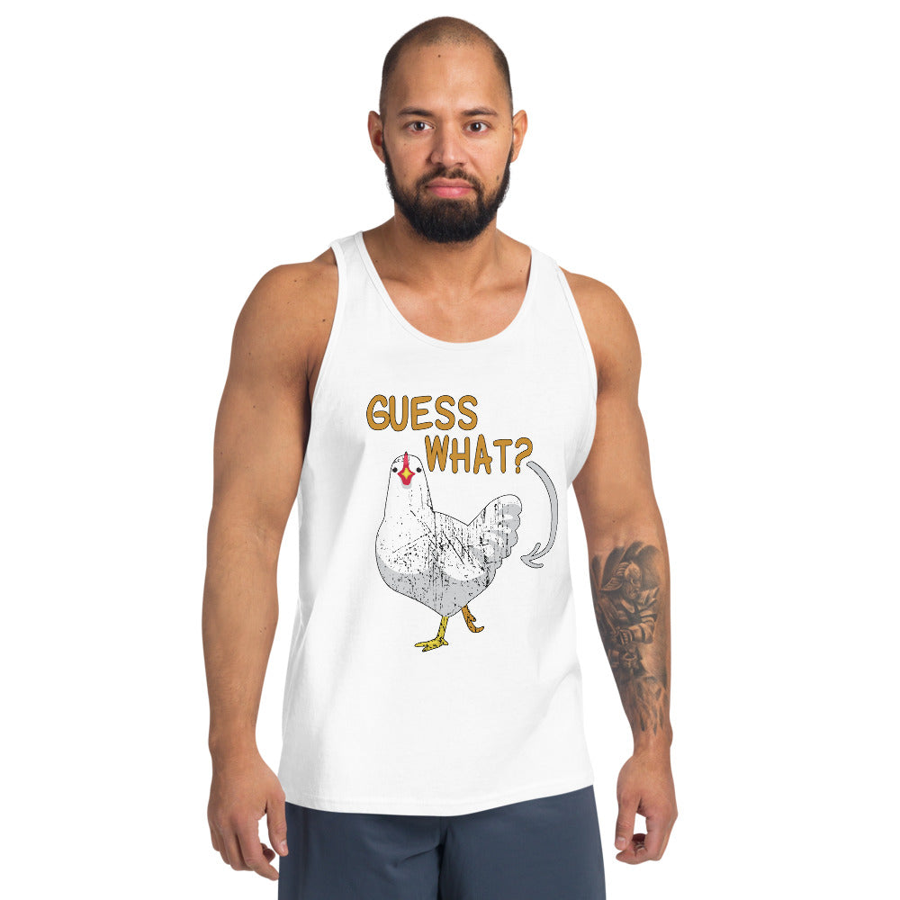 Funny Guess What Chicken Butt Joke Quote Unisex Tank Top