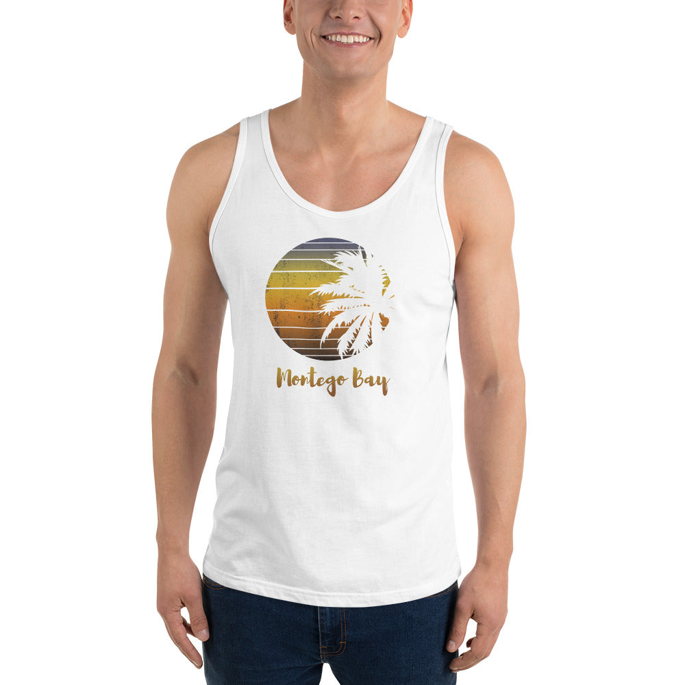 Retro Montego Bay Jamaica Beach Palm Tree Vacation Souvenir Unisex Tank Top