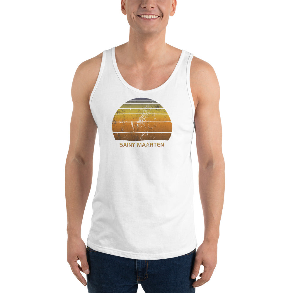 Retro Saint Maarten Beach Vacation Souvenir Unisex Tank Top