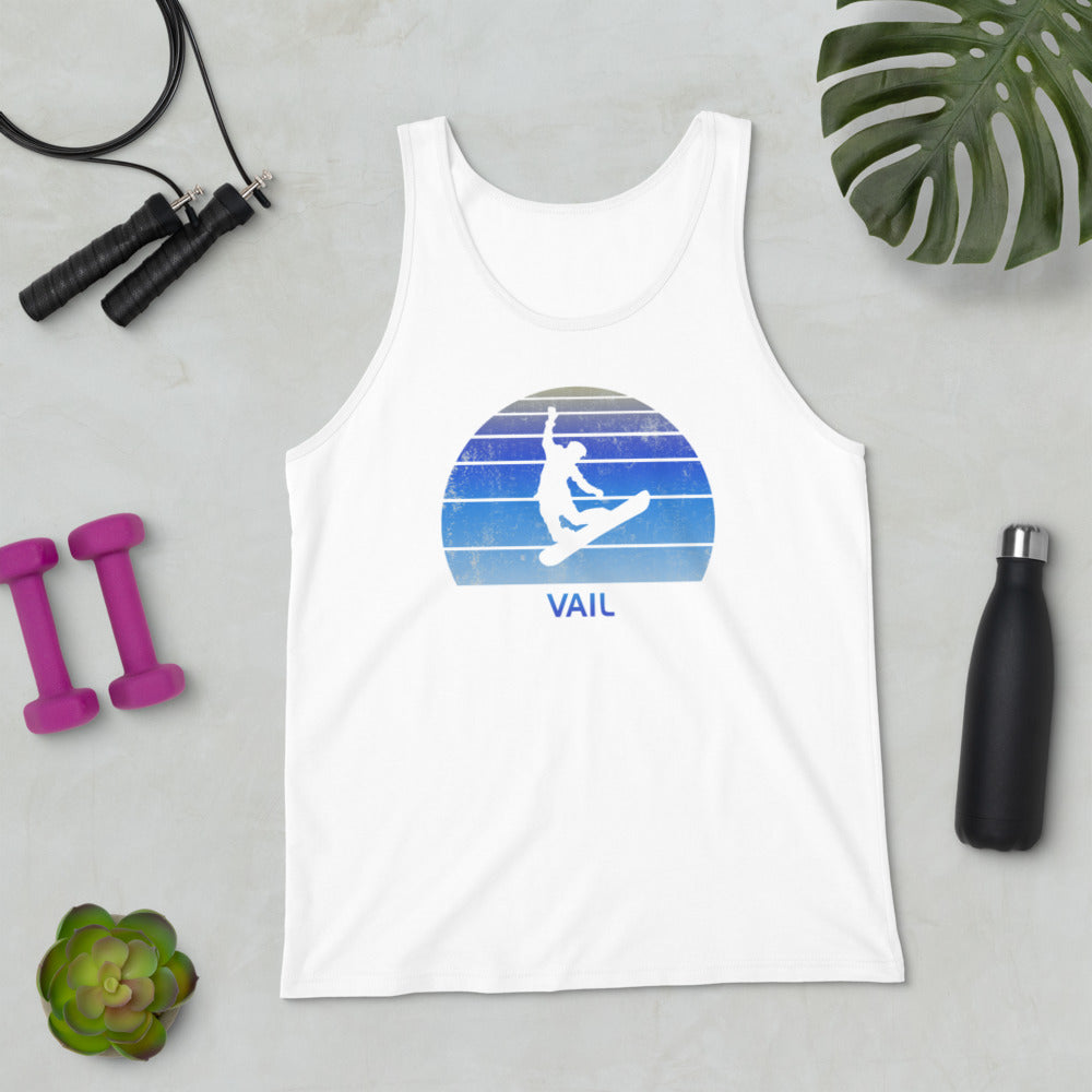 Retro Vail Colorado Snowboarding Fan Unisex Tank Top