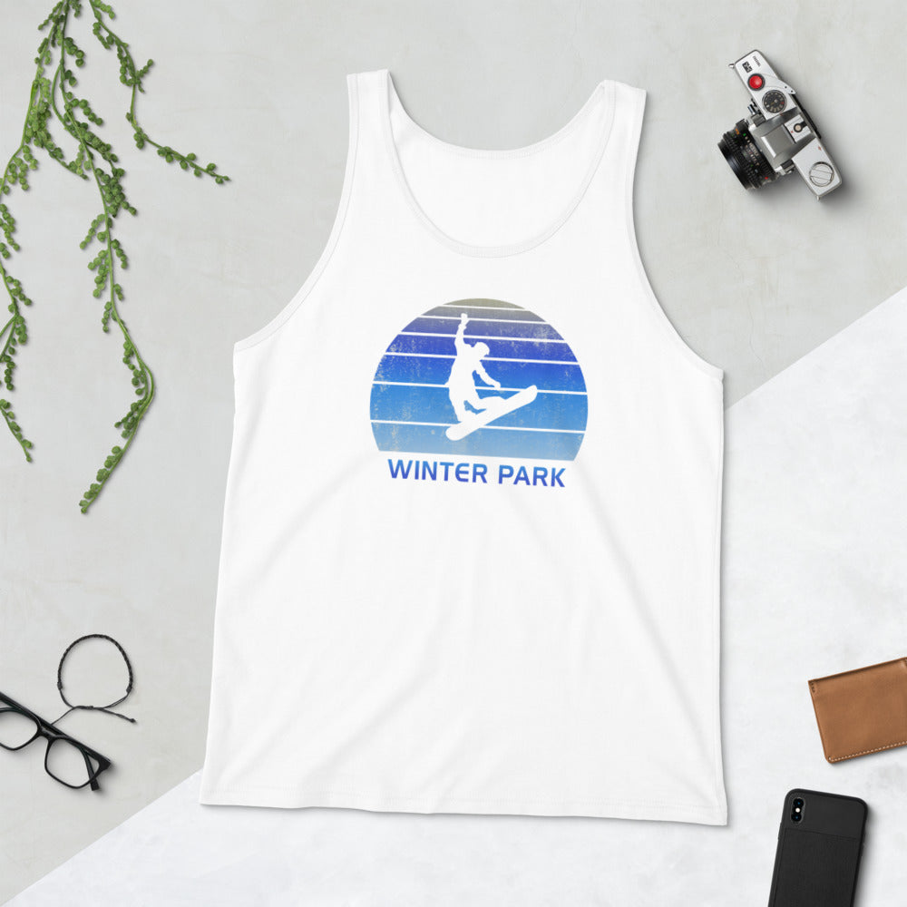 Retro Winter Park Colorado Snowboarding Fan Unisex Tank Top