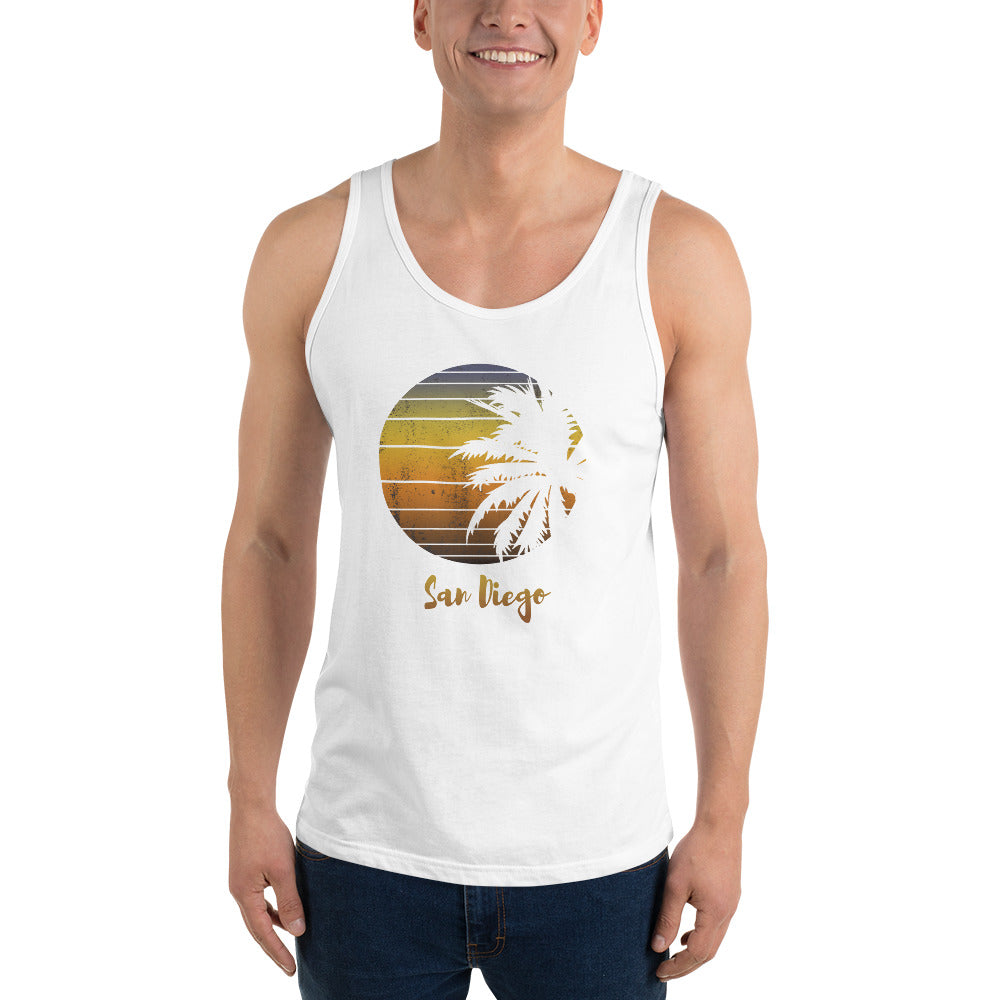 Retro San Diego California Beach Vacation Souvenir Palm Tree Unisex Tank Top
