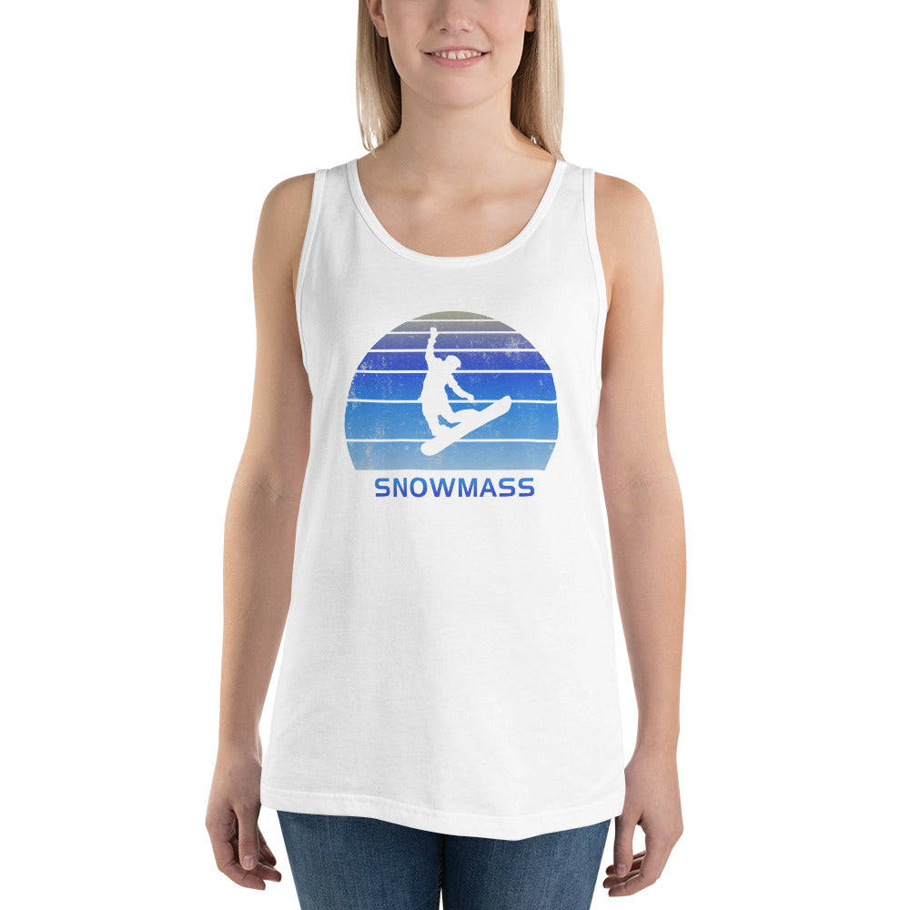 Retro Snowmass Colorado Snowboarding Fan Unisex Tank Top